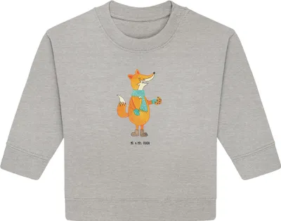 Produktbild von Mr. & Mrs. Panda Organic Baby Pullover Fuchs Keks 12. - 18. Monat - Heather Grey - Geschenk, Füchse, Winter, Weihnachtskekse, Plätzchen, Weihnachtlich, Frieren, Bullover