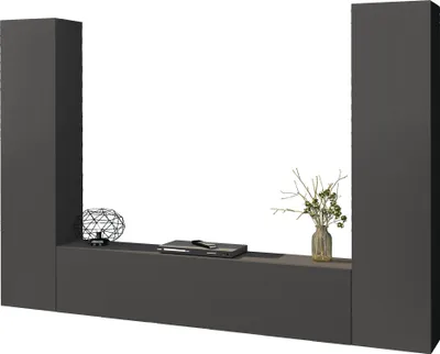 Produktbild von Wohnwand >Benevent< (3-teilig) in Anthrazit matt - 260x180x30 (BxHxT)