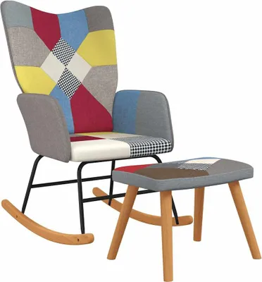 Obrázok produktu pre vidaXL Hojdacie kreslo so stoličkou Patchwork Fabric