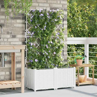 Zdjęcie produktu dla Maison Exclusive - Donice ogrodowe, zestaw 2 sztuk, białe, wymiary 80 x 40 x 142 cm, wykonane z polipropylenu (PP)