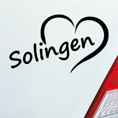 Produktbild von Auto Aufkleber Solingen Herz Stadt City Love Liebe Heimat 14x8 cm Schwarz Glanz Sticker Heckscheibenaufkleber