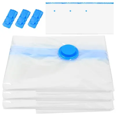 Immagine prodotto di Sacchetti sottovuoto per abbigliamento, ideali per viaggi, confezione da 3 pezzi, dimensioni 100x120 cm, per risparmiare spazio grazie alla compressione