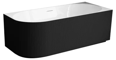 Obrázok produktu pre BALNEO rohová vaňa AVOLA 150 × 75 cm pravé vyhotovenie v čiernej farbe rebrovaný No Rim