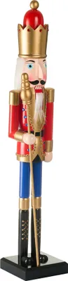 Produktbild von BELIANI Nussknacker-Figur rot Kiefernholz handgefertigte Weihnachtsdeko
