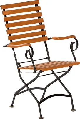 Produktbild von Merxx Sessel "Schlossgarten" mit hoher Rückenlehne - Flachstahl mit Eukalyptusbelattung