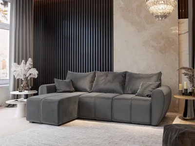 Produktbild von Masseno Ecksofa MADISON mit Schlaffunktion L-Form, Sofa mit Bettkasten, Wohnzimmersofa, Couch, Soffa, Bettsofa, Couchgarnitur- Grau, PAROS 06