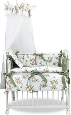 Produktbild von Baby-Delux Beistellbett Babybett 90x40 weiß inkl. Matratze, Bettwäsche Set komplett Dschungel