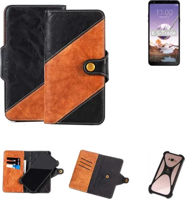 Produktbild von K-S-Trade Handyhülle Schutzhülle Bookstyle Case Wallet-Case kompatibel mit LG Electronics Stylo 4 Handy Cover Bumper Klapphülle schwarz hellbraun