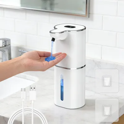 Produktbild von Automatischer Seifenspender, 380 ml elektrischer Seifenspender mit Digitalanzeige, berührungsloser Seifenspender mit Sensor, Wandmontage, USB-aufladbar, IPX5 wasserdicht für Bad und Küche