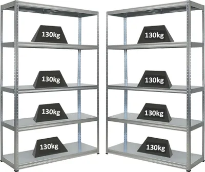 Produktbild von Mega Deal | 2x Schwerlastregal Steel Eagle  | HxBxT 180x120x40 cm |  Fachlast 130kg | Verzinkt