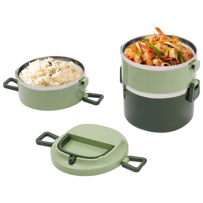 Produktbild von Lunchboxen 3-lagige Brotdose Isolierter Lebensmittelbehälter Stapelbare (Grün)