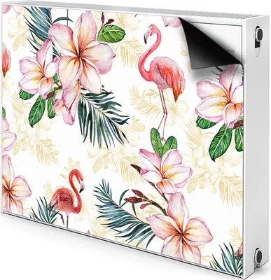 Produktbild von Magnet Heizkörperabdeckung Heizkörperverkleidung Verkleidung Abdeckung 90x60 cm  - Flamingos, in, Blumen