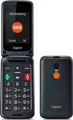 A flip phone is shown open and closed against a white background.