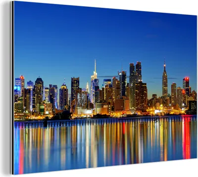 Obrázek produktu pro Nástěnná dekorace Kovový kovový obraz Wall Art 150x100cm Noční panorama New Yorku Muchowow Hliníkové obrazy