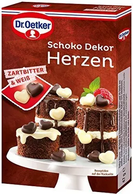 Produktbild von Dr. Oetker Schoko Dekor Herzen Zartbitter & Weiße Schokolade 47g
