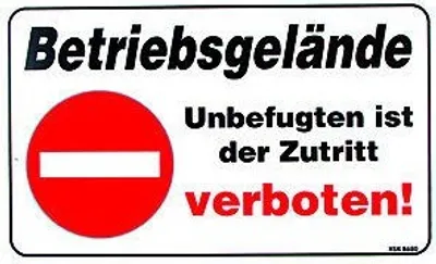 Produktbild von Verbotsschild - BETRIEBSGELÄNDE ... - Gr. ca. 40 x 25 cm - 308680