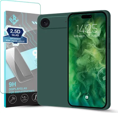 Produktbild von Hülle für Apple iPhone 17 Air mit 9H Displayglas Displayschutz Plus Case Cover Bumper Silikon Softgrip Schutzhülle Farbe: Grün