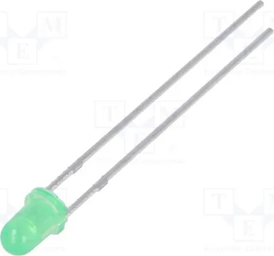 Immagine prodotto di 10 LED FYL-3014GD1A, diodi LED a montaggio traversale (THT), 3 mm, giallo-verde, 40 mcd, 40°, 3 mm