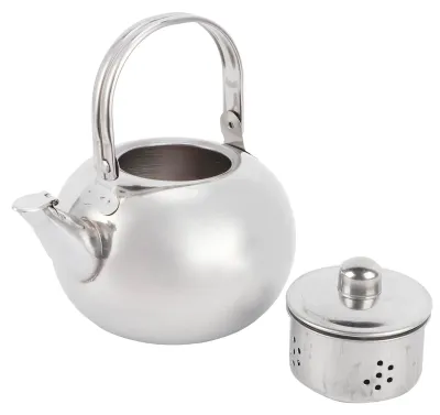 Immagine prodotto di 304 Teiera in acciaio inox con fondo piatto, fornello a induzione, bollitore, teiera con filtro, color argento, 14 cm, 1 l