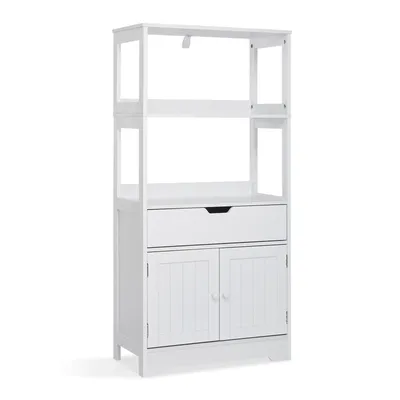 Image de Mondeer Armoire haute de salle de bain avec tiroir 60 x 30 x 121cm Armoire de salle de bain