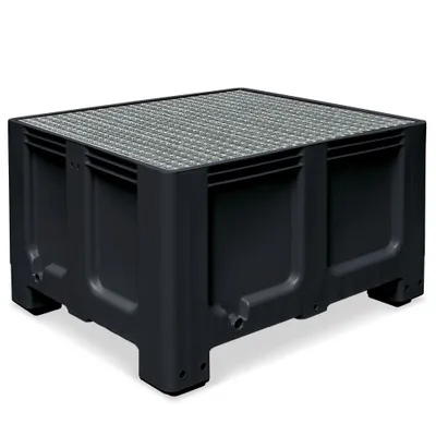 Produktbild von Abtropfbecken mit Gitterrost, Volumen 610 Liter, LxBxH 1200 x 1000 x 760 mm, anthrazit