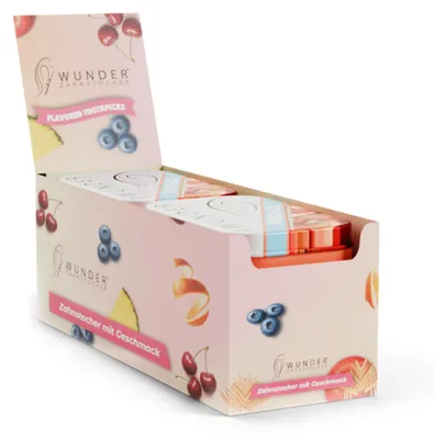 Produktbild von Wunder Zahnstocher Display 6er Pack Pfirsich/Ice Metalldose: Erfrischender Atem für den täglichen Genuss - Lifestyle