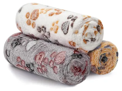 Produktbild von Set mit 3 waschbaren Decken für Hunde und Katzen, aus Flanell, klein