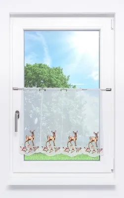 Produktbild von Scheibengardine Plauener Spitze - Rehkitz  (Bx H) 64.80cm * 50cm Braun/rotbraun