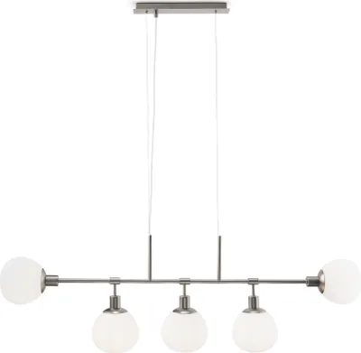 Image de Lampe à suspendre, métal nickelé, 5 flammes, douilles E14