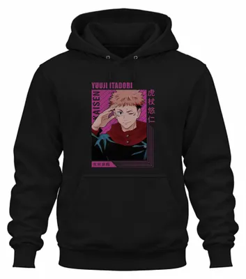 Obrázek produktu pro Jujutsu Kaisen Yuji Itadori Anime Manga Gift Fan Retro Uni mikina s kapucí, černá, M