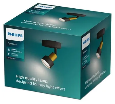 Image de Philips 8720169299870 Conduit, spot mural 1xGU10, noir, laiton, ClickFix