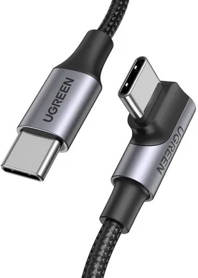 Produktbild von Ugreen 100W USB-C Kabel, 2m, Winkel auf geraden Stecker, Schwarz