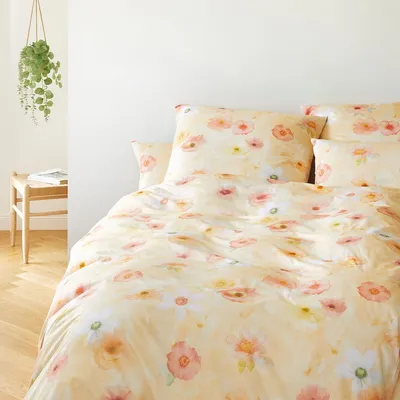 Produktbild von elegante Bettwäsche-Garnitur Mako-Jersey Pastel Jersey Farbe Gelb Größe 135x200+80x80
