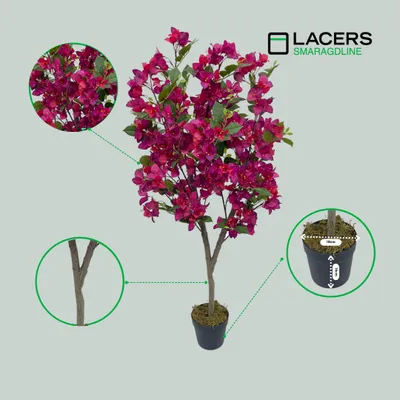 Produktbild von Lacers SMARAGDLINE künstliche Bougainvillea Pflanze 150cm, dekorative Kunstpflanze, realistische Optik - für Wohnzimmer, Balkon & Büroräume