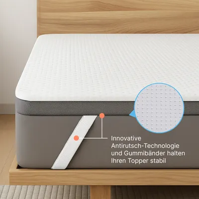 Produktbild von 2-in-1 Komfort Topper 200x200cm - Duo Matratzen-Topper mit Gel-Memory-Schaum, Mesh-Seiten & Elastikbändern – Ideal für Seiten-, Rücken & Bauchschläfer