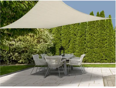 Produktbild von Sonnensegel 3 x 3 m mit UV 50+ Schutz - Viereck / natur - Sonnenschutz Segel inklusive Befestigungsseilen