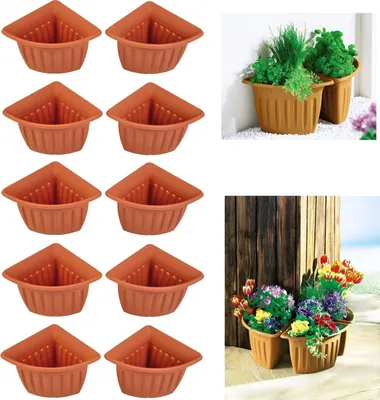 Image de 10x Pot de fleurs d'angle en terre cuite Pot de fleurs Pot de plantes