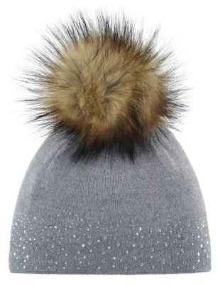 Produktbild von Eisbär Nalin Lux Crystal Mütze für Damen mit Bommel, Größe:Einheitsgröße, Farbe:Grau