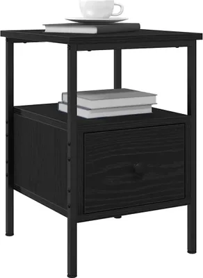 Image de vidaXL Table de chevet noire aspect chêne 34 x 36 x 50 cm en aggloméré