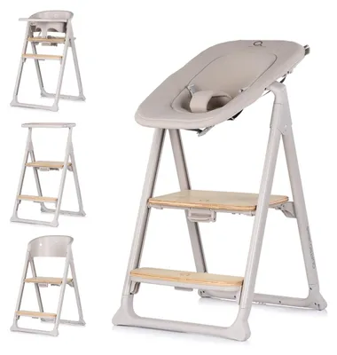 Produktbild von Chipolino Hochstuhl Quatro 4in1 Babywippe Lernturm Kinderstuhl Tablett Fußstütze beige