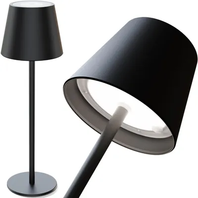 LED-Tischlampe mit Akku, schwarz, Aluminium, dimmbar, warm/kaltweiß, USB-C