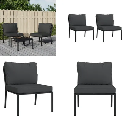 Produktbild von vidaXL Gartenstühle mit Grauen Kissen 2 Stk. 60x74x79 cm Stahl - Gartenstuhl - Gartenstühle - Außenstuhl - Terrassenstuhl