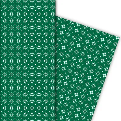Produktbild von Grafisches Geschenkpapier mit kleinem Blumen Muster in grün - G6413, 32 x 48cm