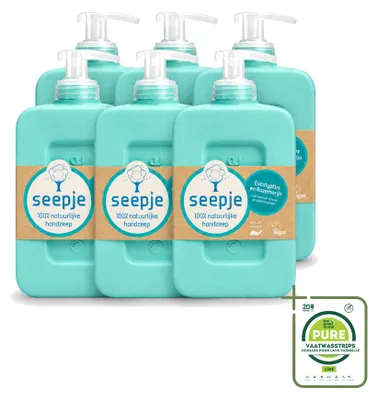 Zdjęcie produktu dla 6 sztuk mydła do rąk "Seepje" o zapachu eukaliptusa i rozmarynu - 300 ml - opakowanie zbiorcze