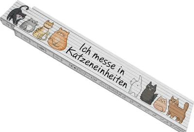 Produktbild von Katzen Meterstab aus Holz mit Spruch Ich messe in Katzeneinheiten