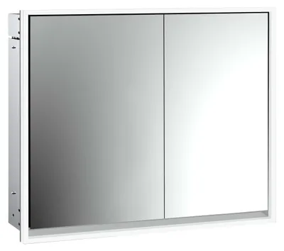 Image de emco loft Armoire de toilette avec éclairage, 800mm, 2 portes, modèle à encastrer, aluminium/miroir, 979805111