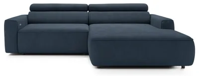 Image de Selsey Fando - Canapé d'angle avec fonction lit, en forme de L, 4 places, en velours bleu, 252 cm