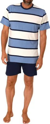 Produktbild von Normann Herren Schlafanzug kurzarm Shorty in edler Streifenoptik - auch in Übergrössen ; blau , 56