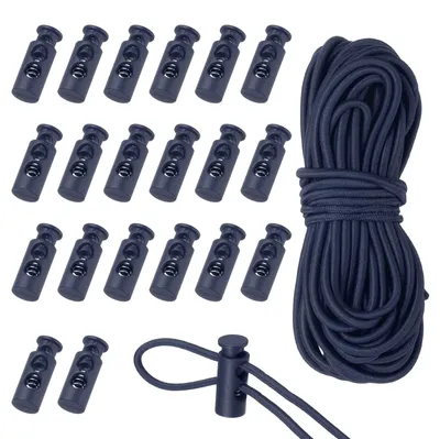 20 Kordelstopper mit 5 m elastischer Schnur, Marineblau