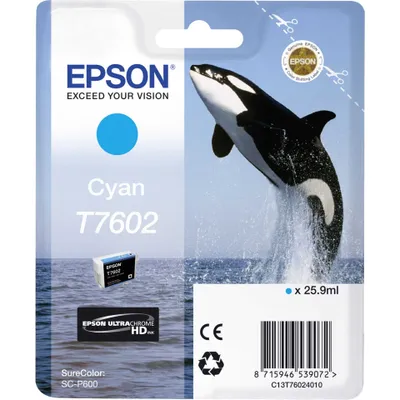 Image de Epson T7602 - 26 ml - cyan - original - sous blister - cartouche d'encre
